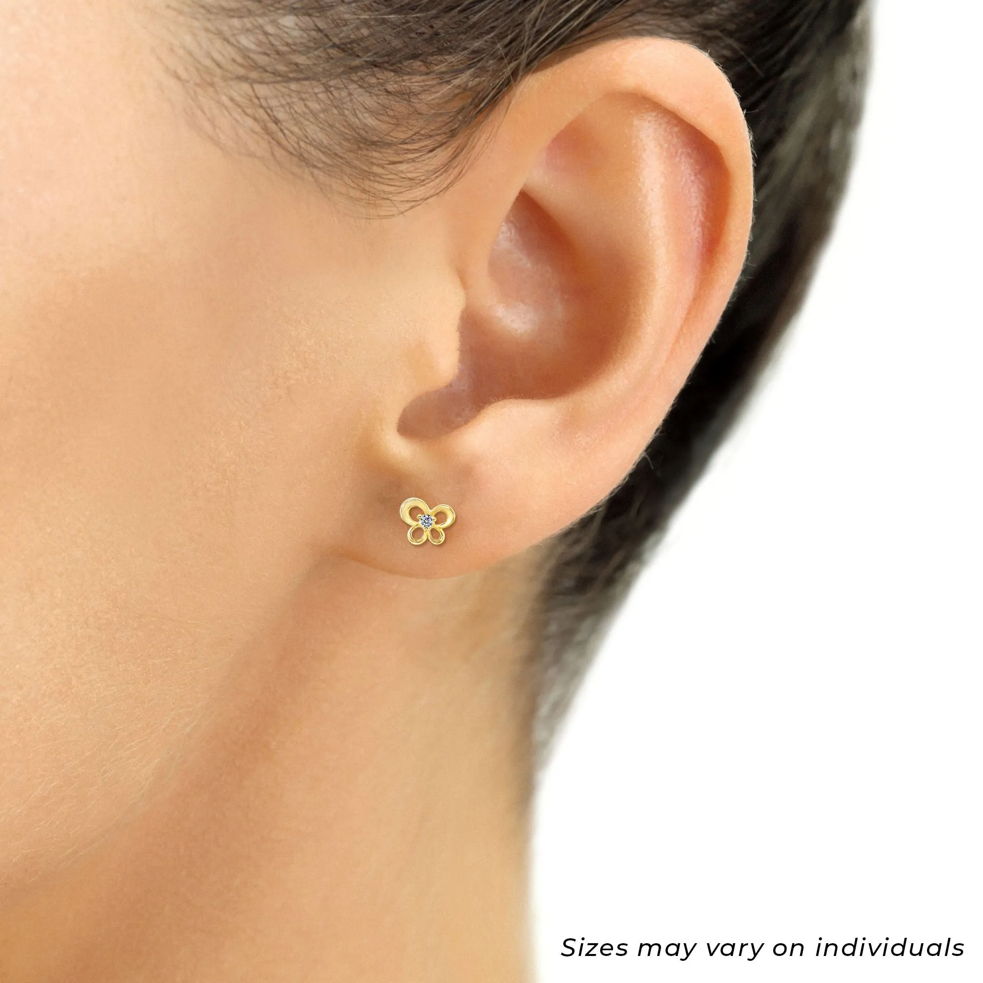 10k Yellow Gold Butterfly Stud Earrings