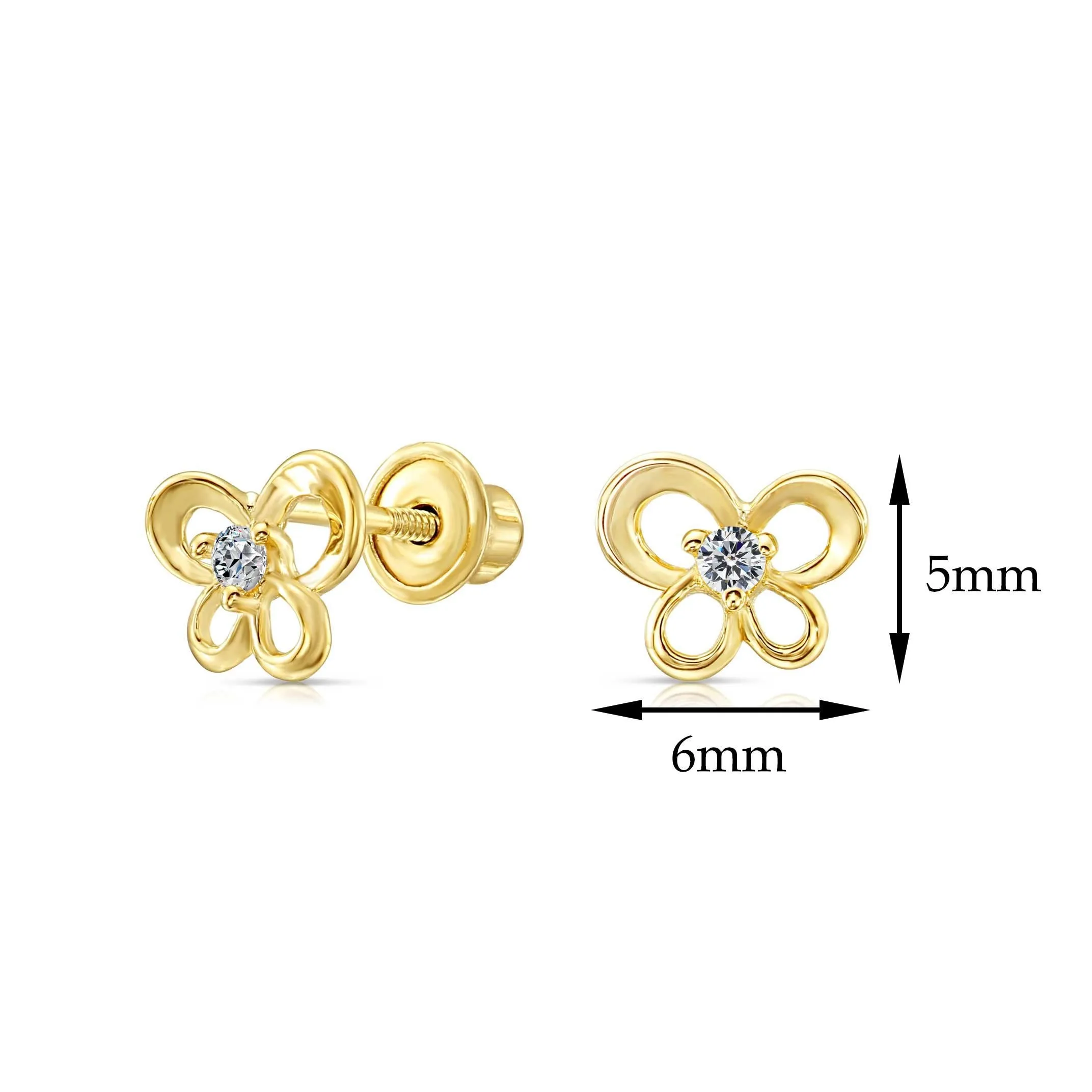 10k Yellow Gold Butterfly Stud Earrings