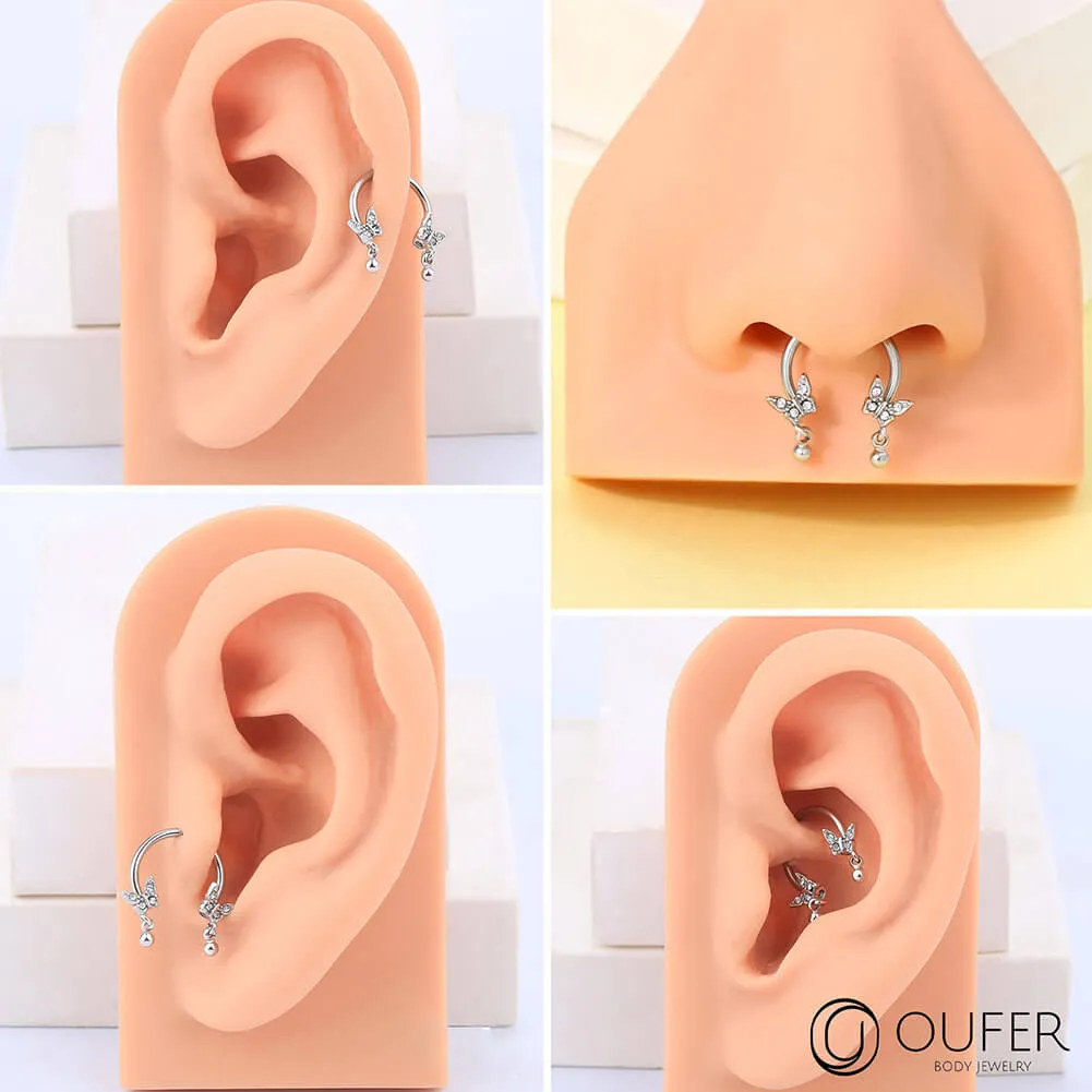 16G Shiny Butterfly Dangle Septum Ring Horseshoe