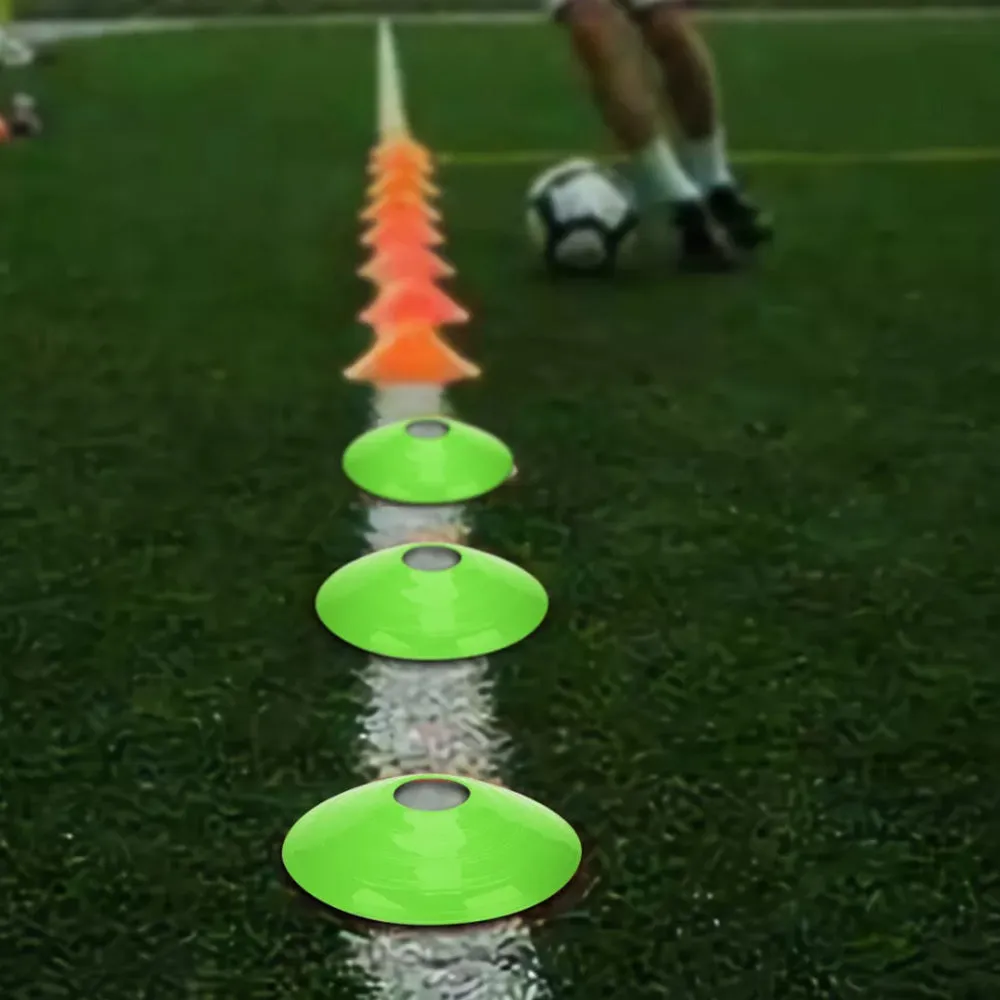 50Pcs Soccer Cones with Storage Bags and Brackets Sports Training Marker Discs