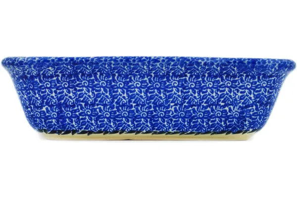 8" Rectangular Baker - Magnificent Cobalt Flowers
