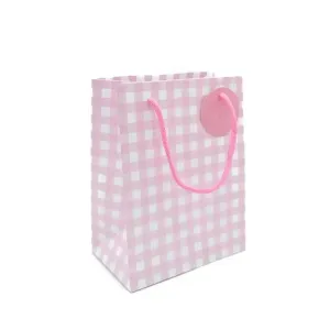 A - Pink & White Squared Small Baby Gift Bag