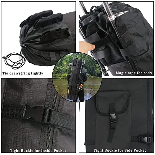 AGOOL Fishing Rod Carrier Fishing Pole Bag Fishing Rod Case Fishing Bag Fishing Gear Equipment Fishing Rod Bag Travel Carry Case Large Capacity Waterproof Fishing Reel Bag Case Fishing Gifts for Men