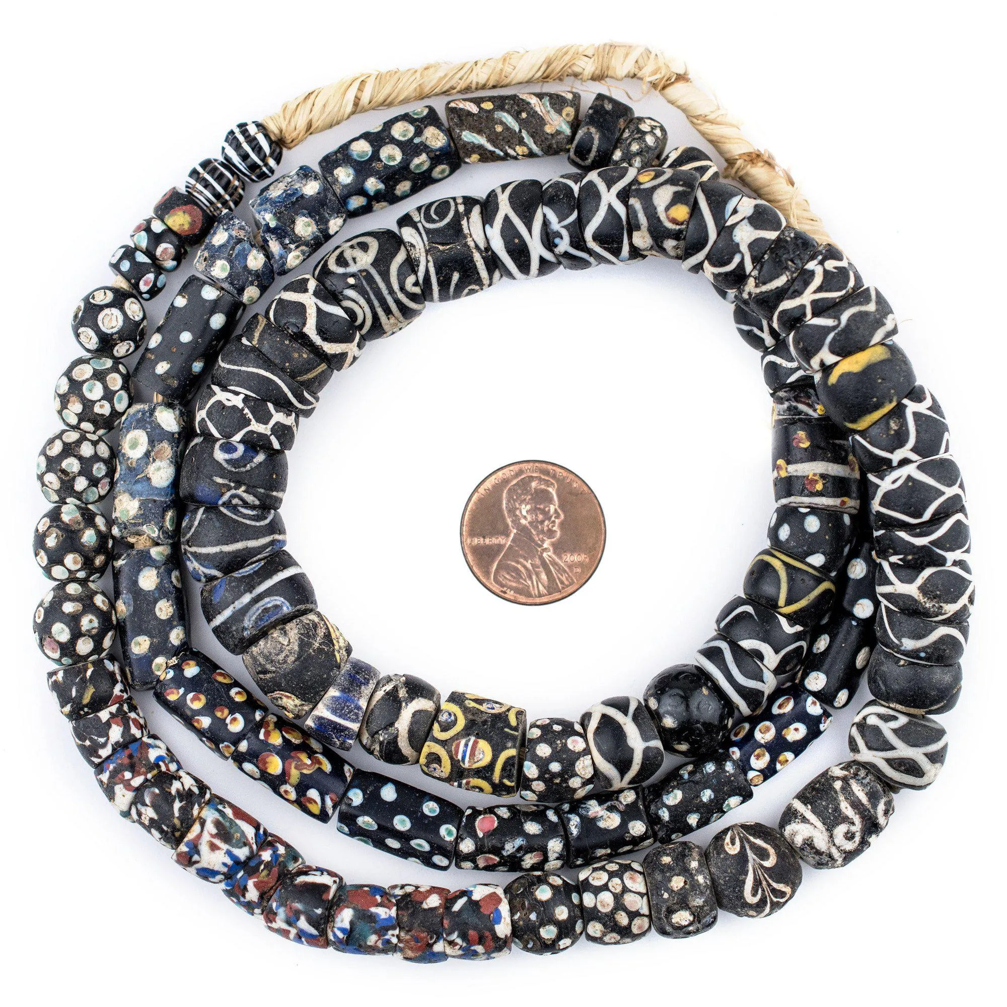 Antique Black & White Venetian Trade Bead Medley