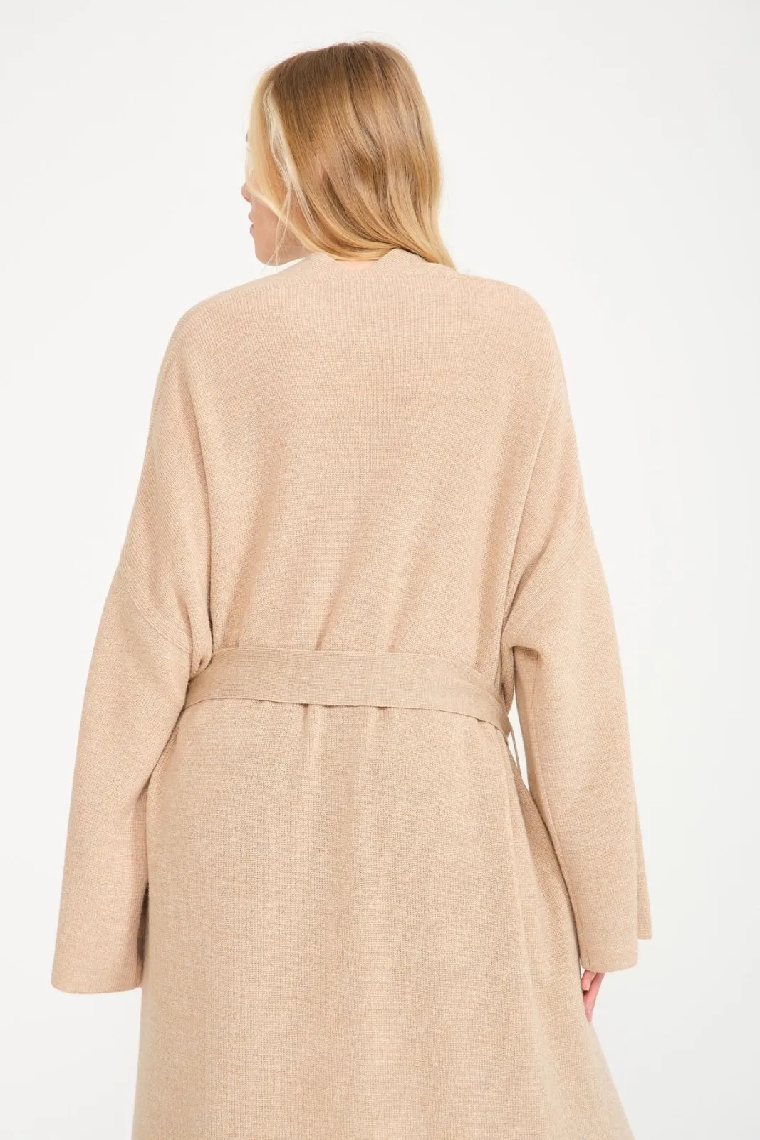 Beige Long Knit Cardigan