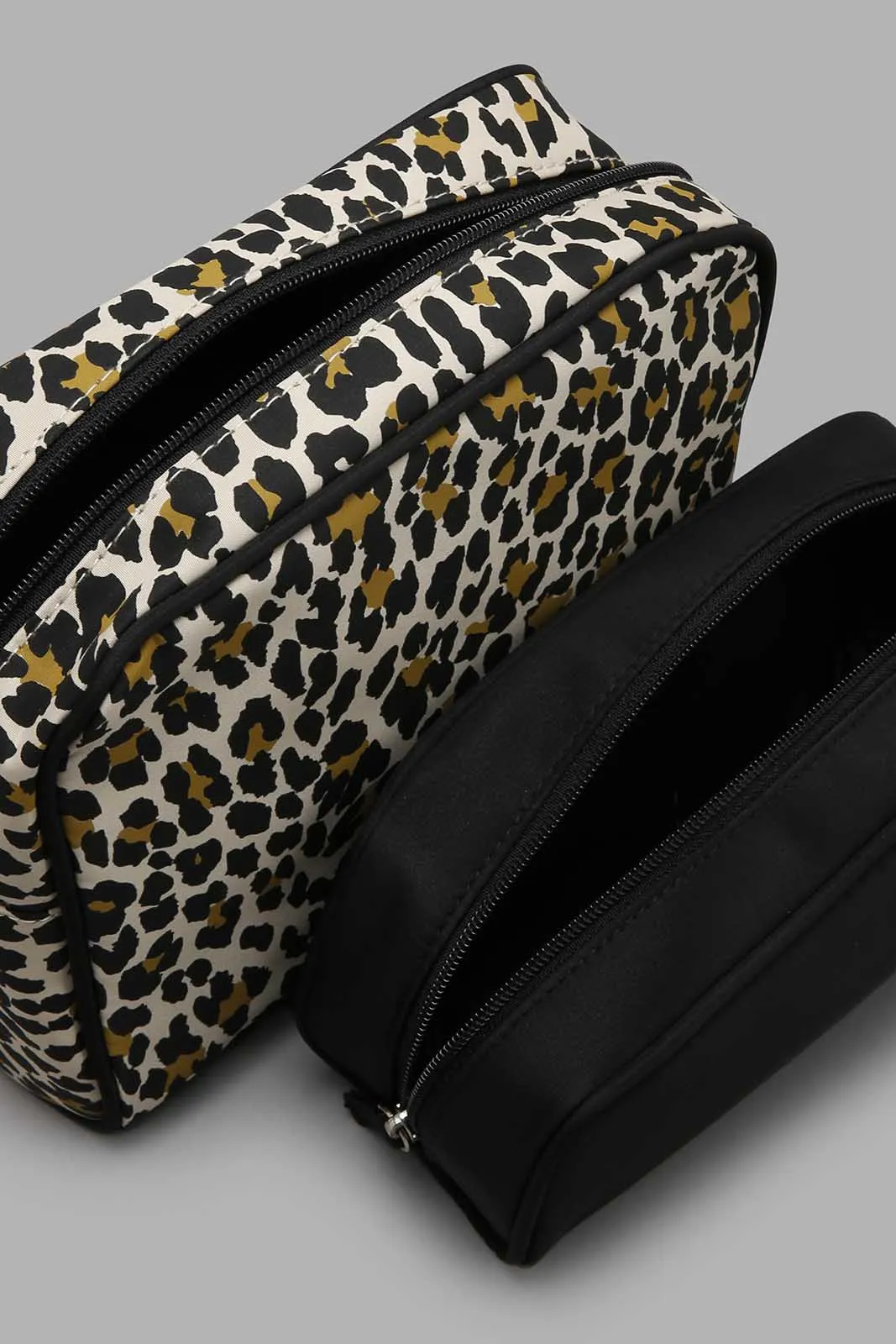 Black Animal Print Cosmetic Pouches (5 Piece)