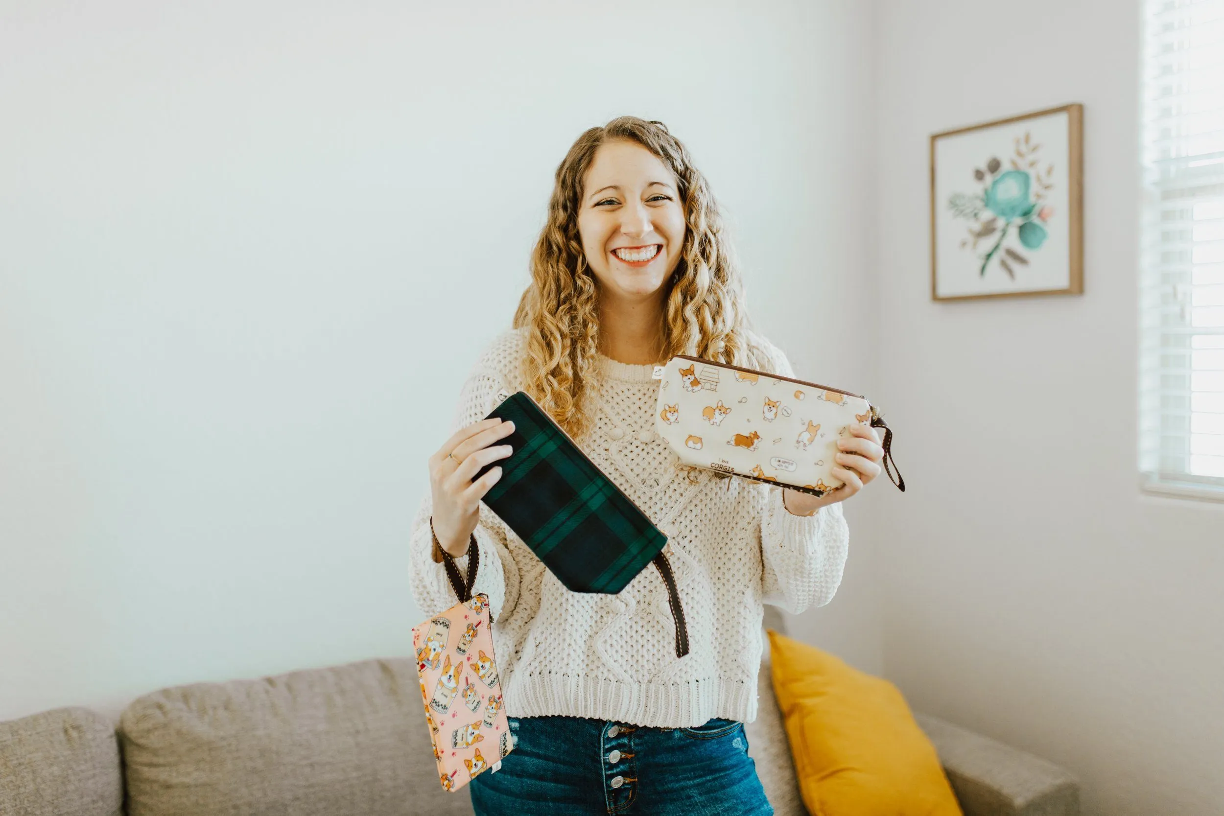Black Playful Dinos Dumpling Cosmetic Bag