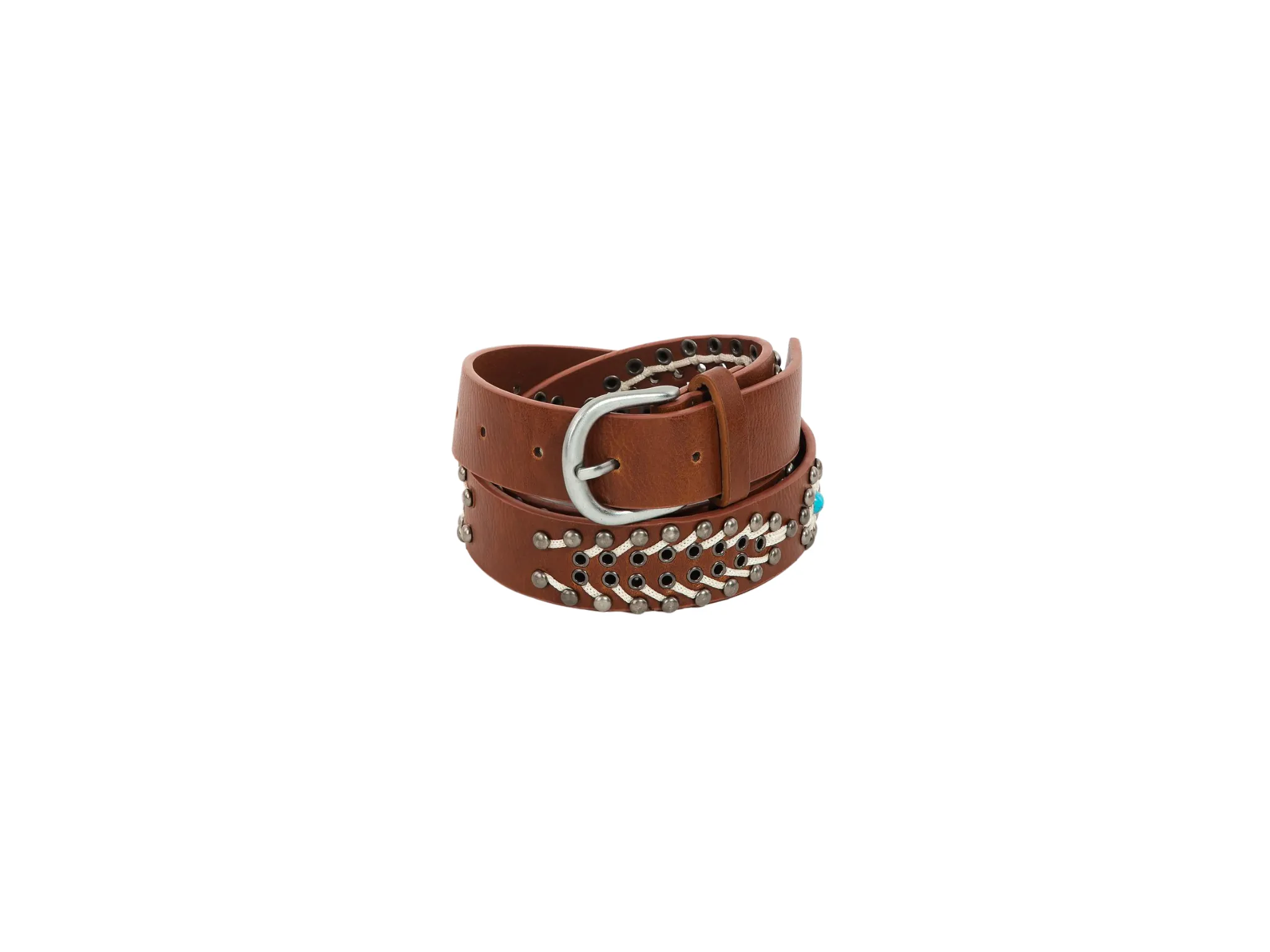 Boho Faux Leather Belt-Brown