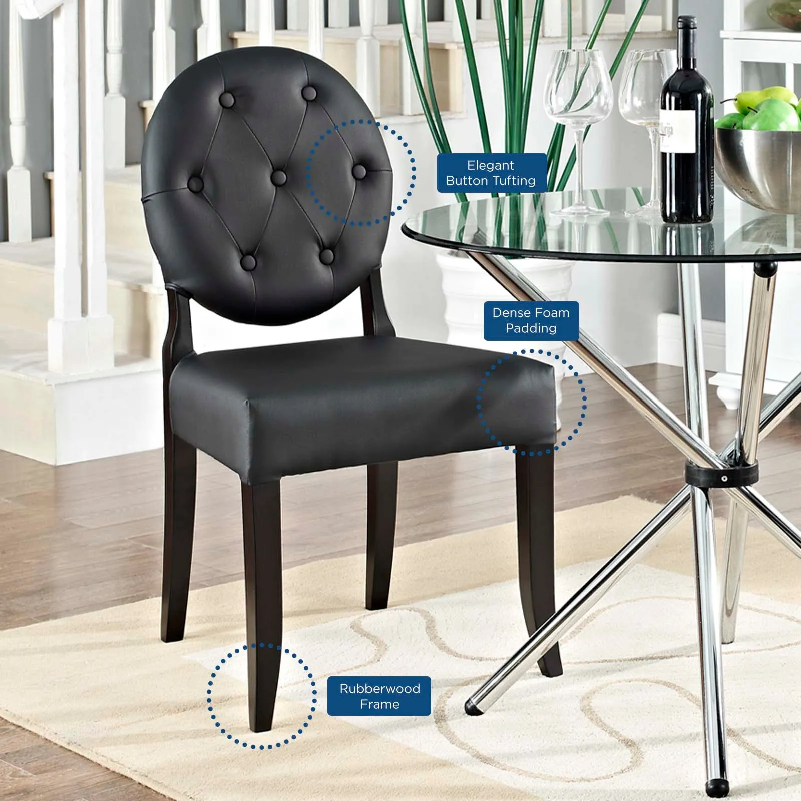 Button Dining Vinyl Side Chair
