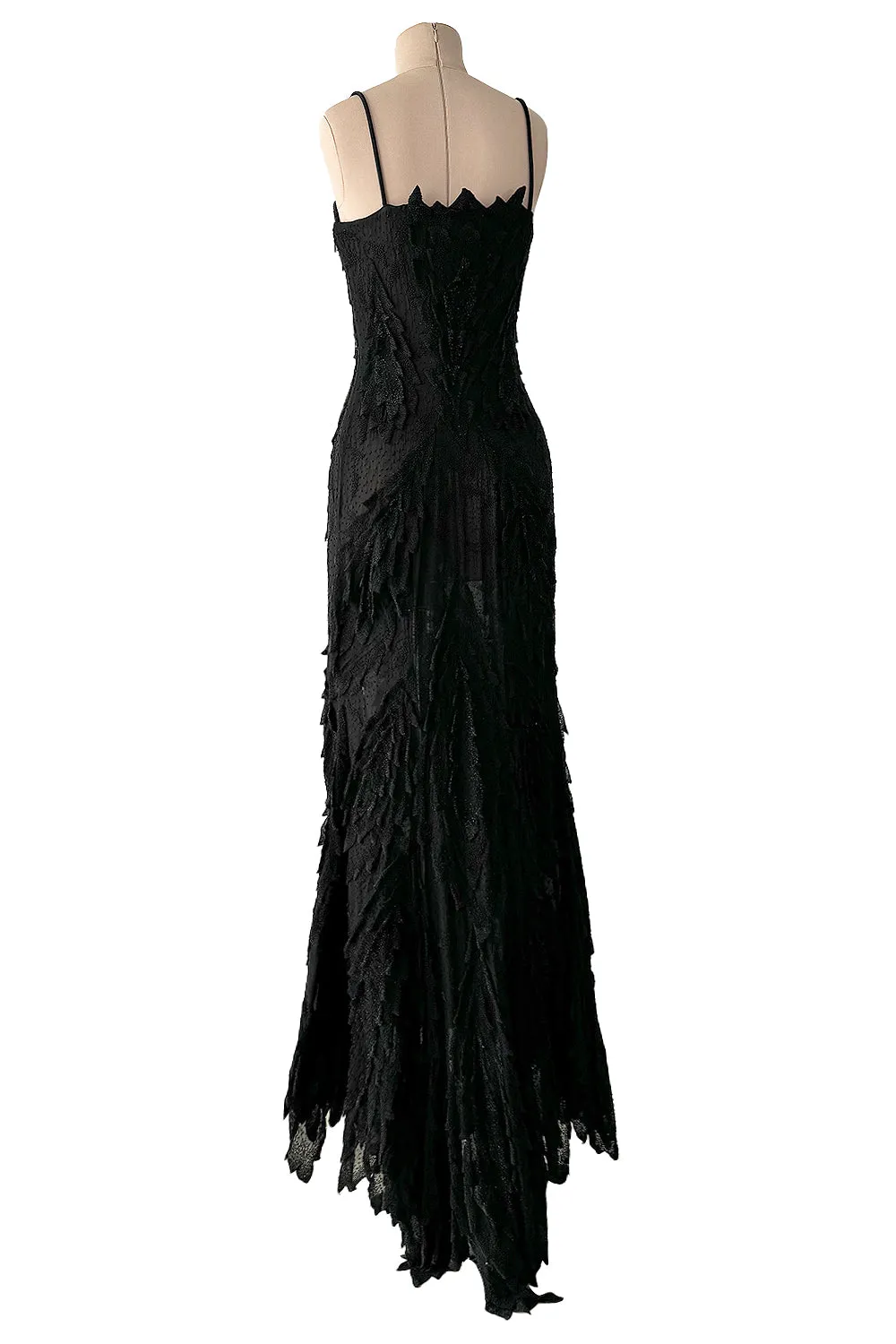 c 1995 Gianni Versace Atelier Haute Couture Black Hand-Beaded Dress w Top Stitched Bust