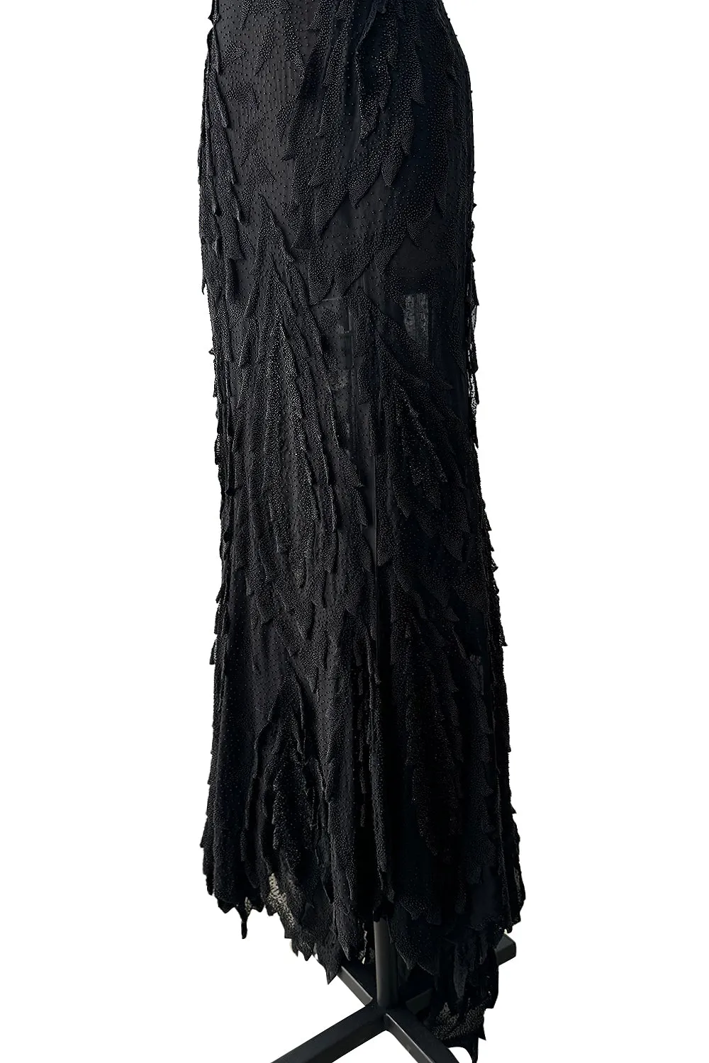 c 1995 Gianni Versace Atelier Haute Couture Black Hand-Beaded Dress w Top Stitched Bust