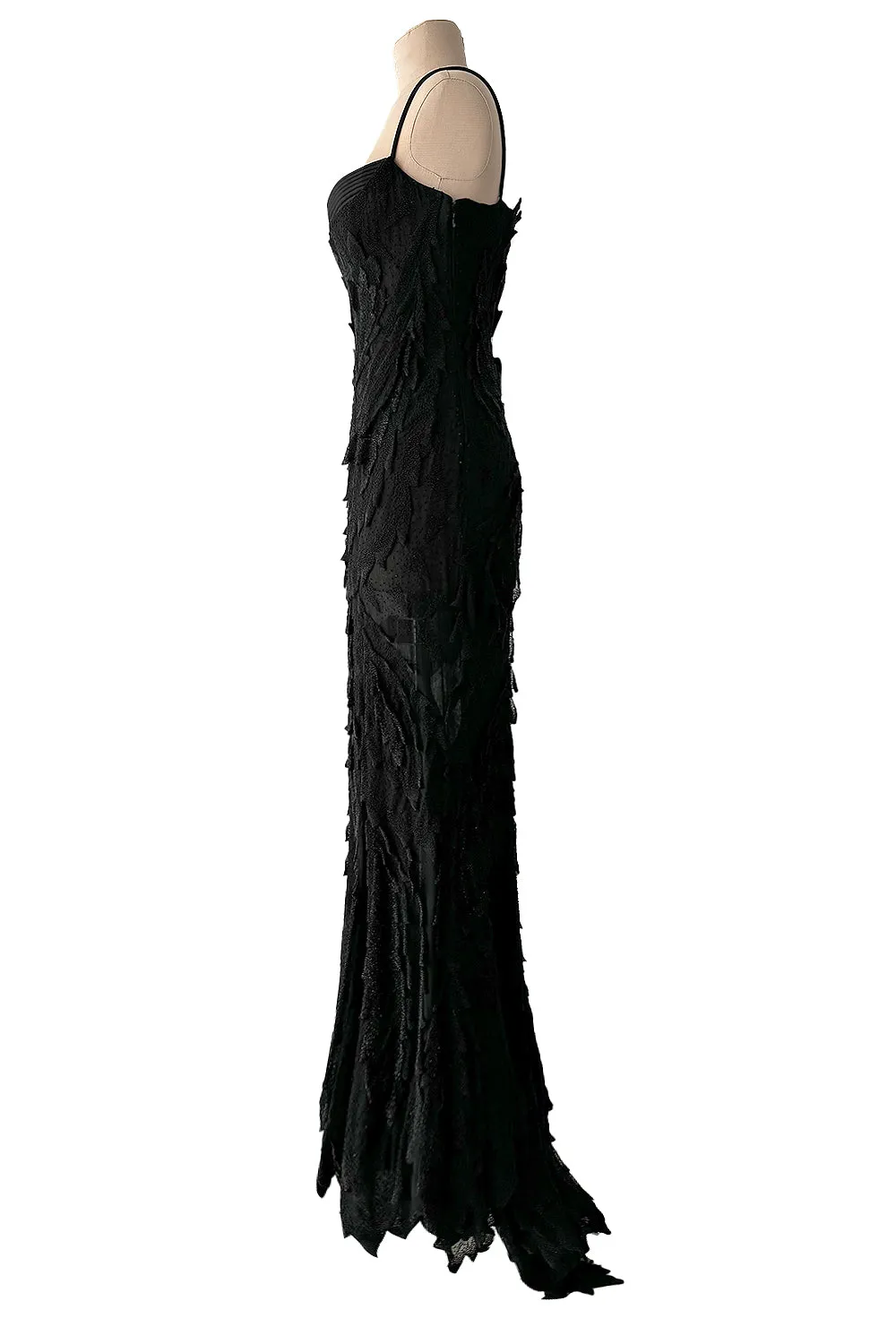 c 1995 Gianni Versace Atelier Haute Couture Black Hand-Beaded Dress w Top Stitched Bust