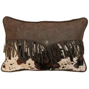 Caldwell Faux Cowhide Lumbar Pillow w/ Fringe