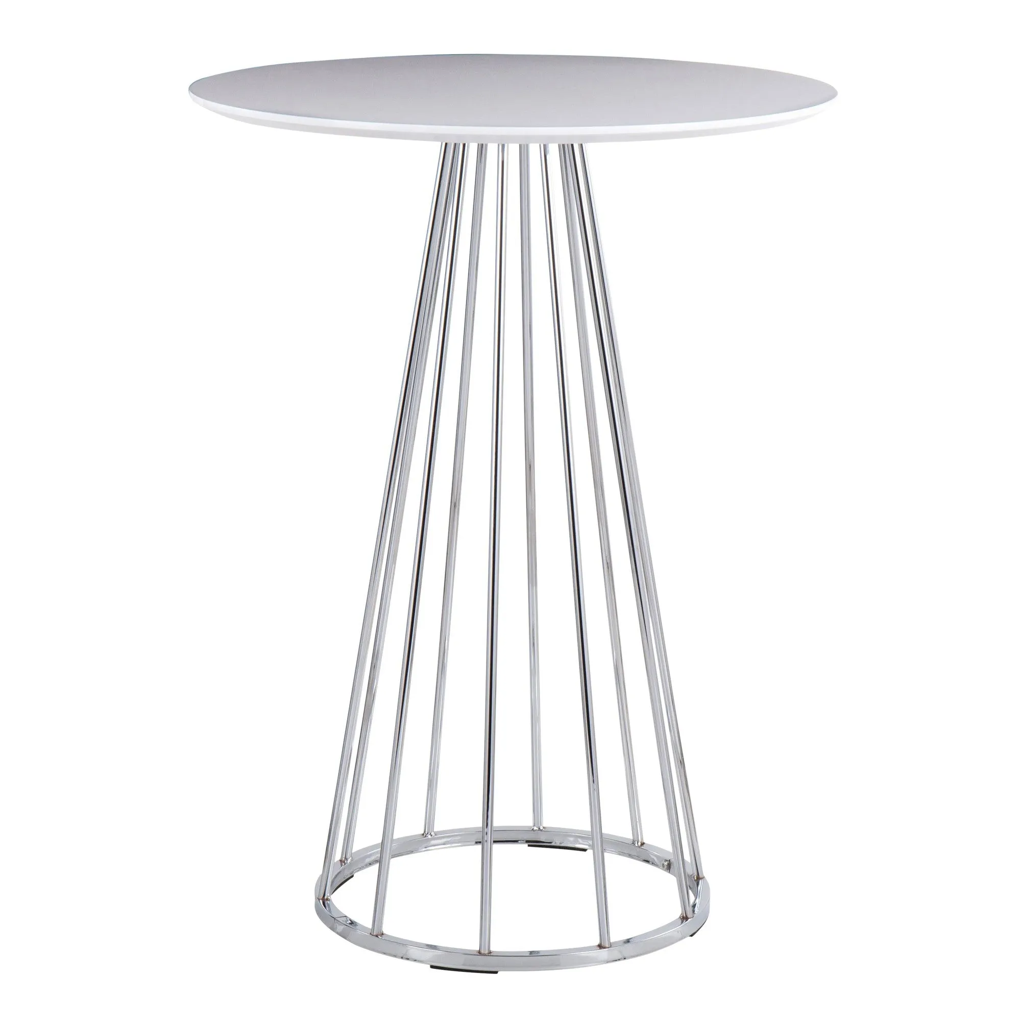 Canary Contemporary/Glam Counter Table in Chrome and White Wood by LumiSource