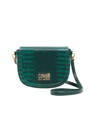 Cavalli Class TORINO Green Medium Crocco Saddle Crossbody bag