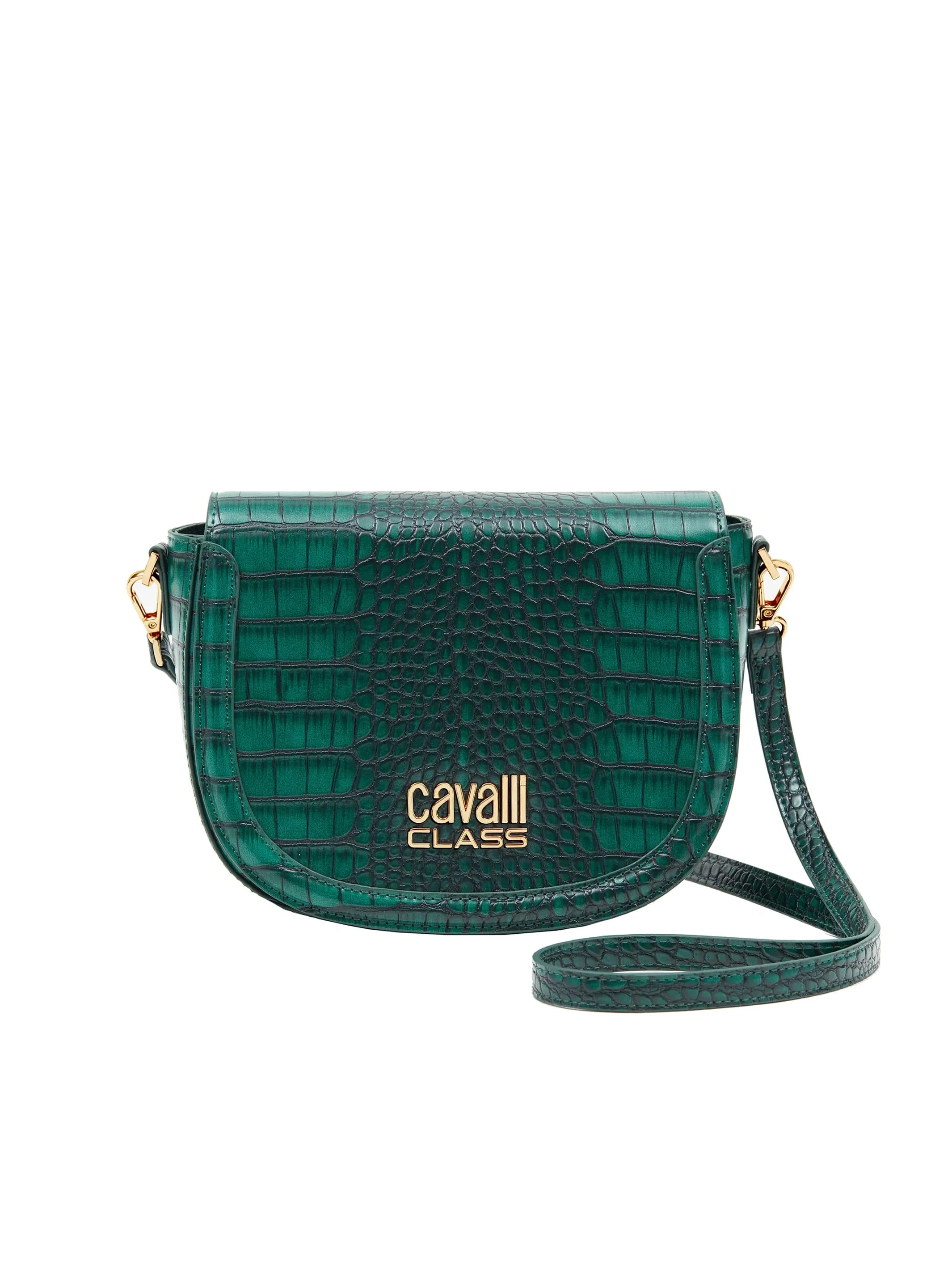 Cavalli Class TORINO Green Medium Crocco Saddle Crossbody bag