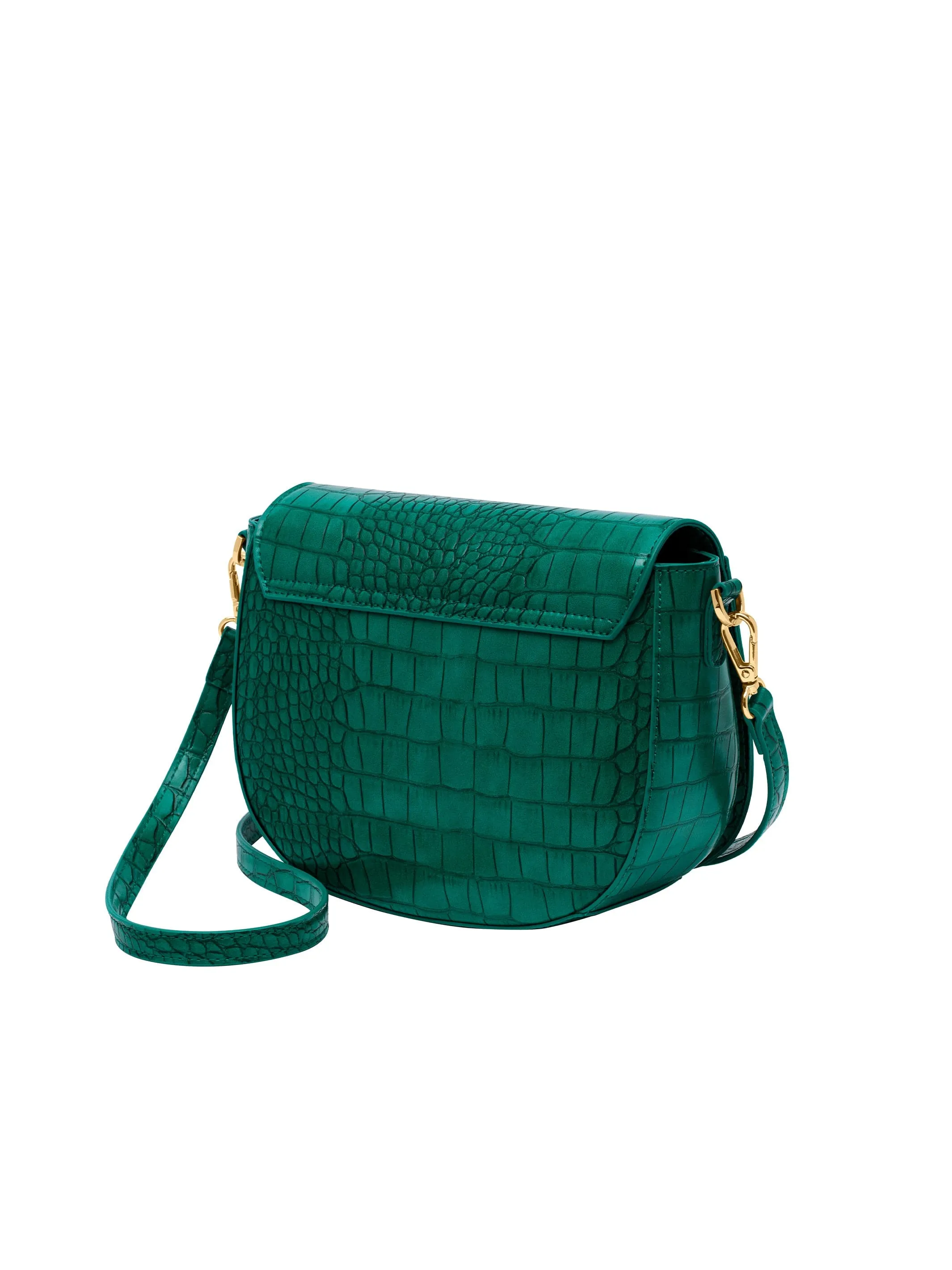 Cavalli Class TORINO Green Medium Crocco Saddle Crossbody bag