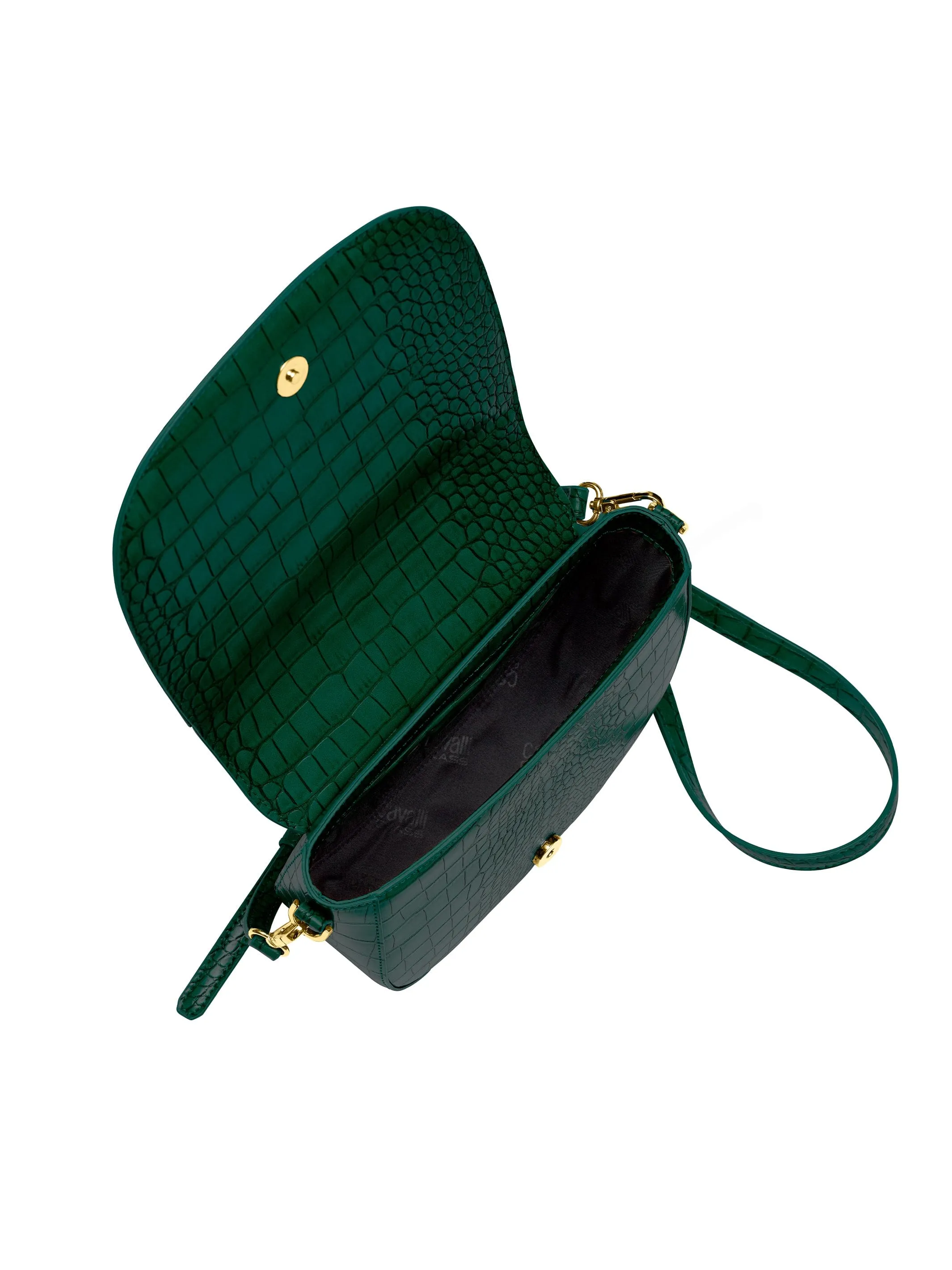 Cavalli Class TORINO Green Medium Crocco Saddle Crossbody bag