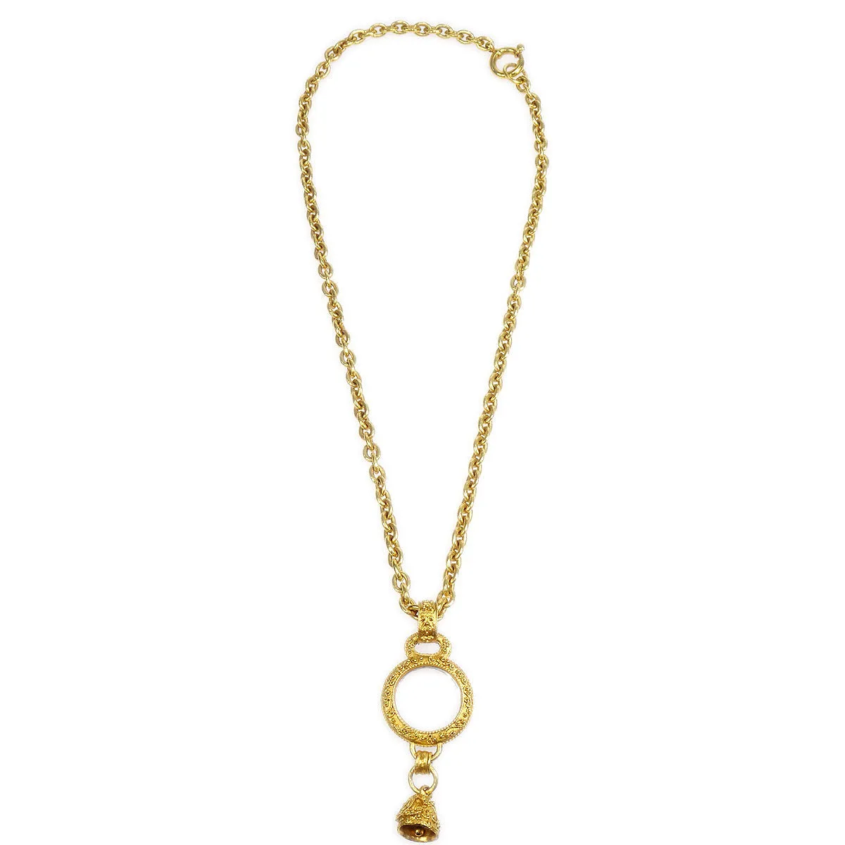CHANEL 1994 Bell Loupe Gold Chain Necklace 38502