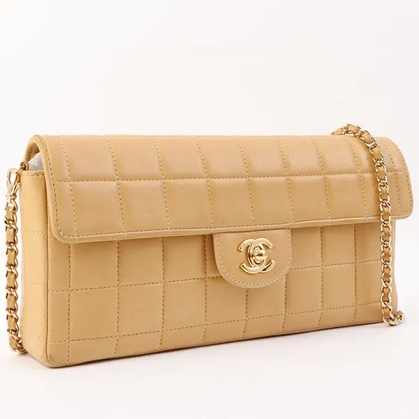 Chanel Around 2001 Made Chocobar Turn-Lock Chain Bag Beige