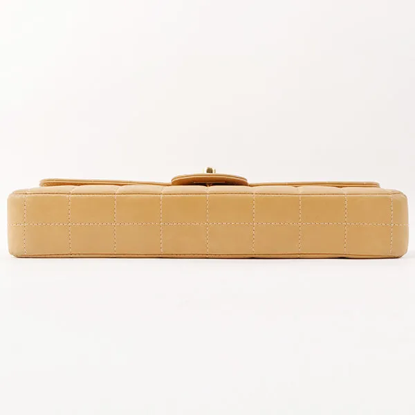 Chanel Around 2001 Made Chocobar Turn-Lock Chain Bag Beige
