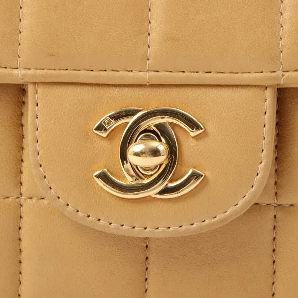Chanel Around 2001 Made Chocobar Turn-Lock Chain Bag Beige