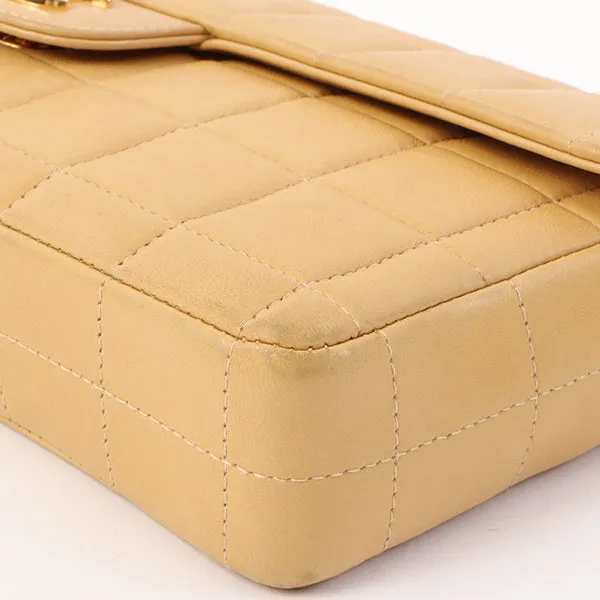 Chanel Around 2001 Made Chocobar Turn-Lock Chain Bag Beige