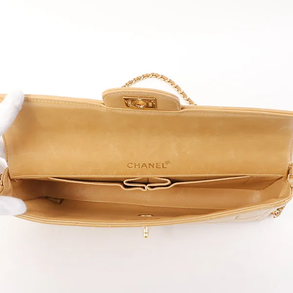 Chanel Around 2001 Made Chocobar Turn-Lock Chain Bag Beige