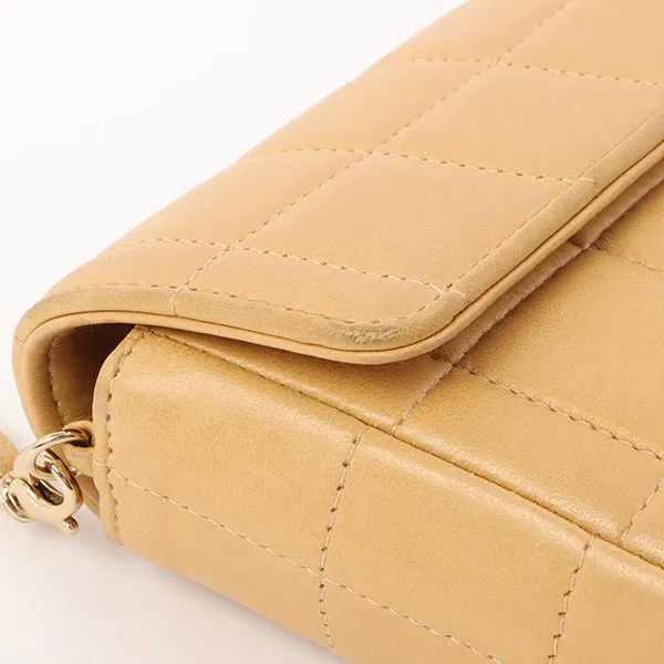 Chanel Around 2001 Made Chocobar Turn-Lock Chain Bag Beige