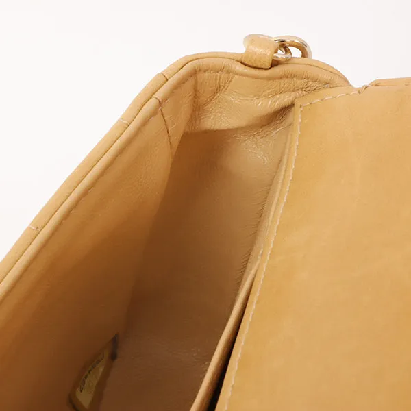 Chanel Around 2001 Made Chocobar Turn-Lock Chain Bag Beige