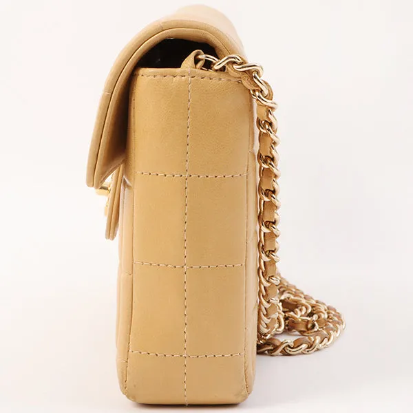 Chanel Around 2001 Made Chocobar Turn-Lock Chain Bag Beige