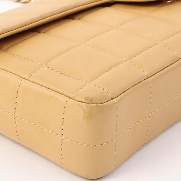 Chanel Around 2001 Made Chocobar Turn-Lock Chain Bag Beige