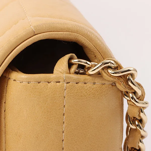 Chanel Around 2001 Made Chocobar Turn-Lock Chain Bag Beige