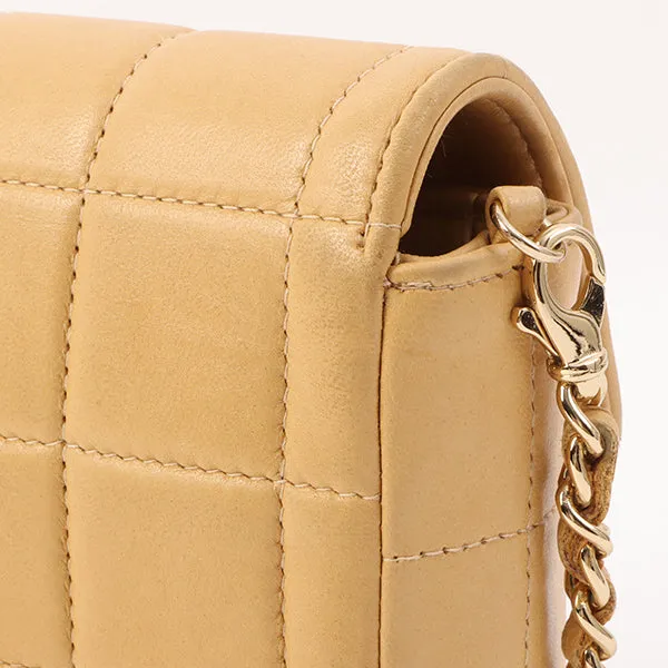 Chanel Around 2001 Made Chocobar Turn-Lock Chain Bag Beige