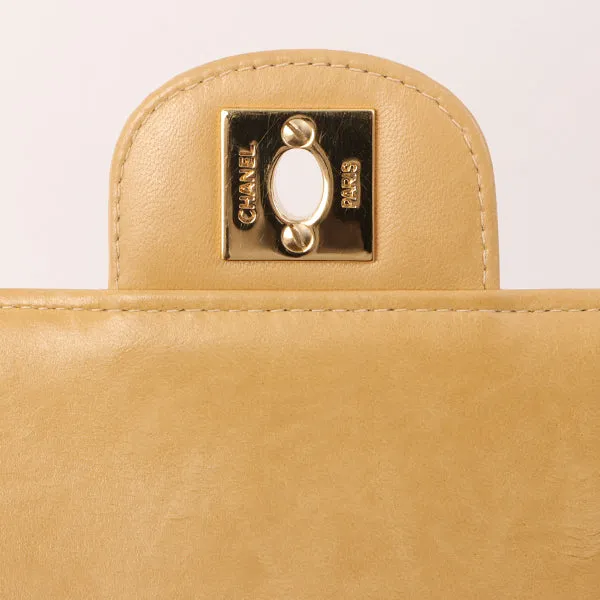 Chanel Around 2001 Made Chocobar Turn-Lock Chain Bag Beige
