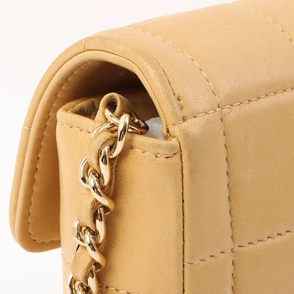 Chanel Around 2001 Made Chocobar Turn-Lock Chain Bag Beige