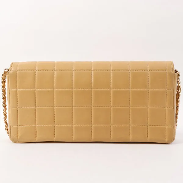 Chanel Around 2001 Made Chocobar Turn-Lock Chain Bag Beige