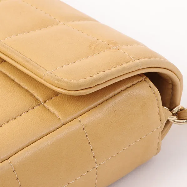 Chanel Around 2001 Made Chocobar Turn-Lock Chain Bag Beige