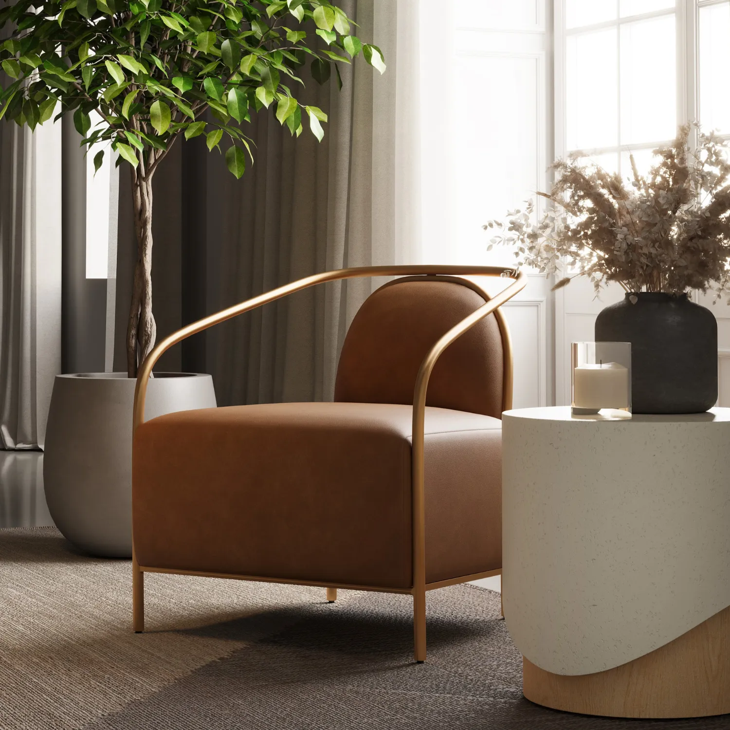 Cicero Cognac Lounge Chair