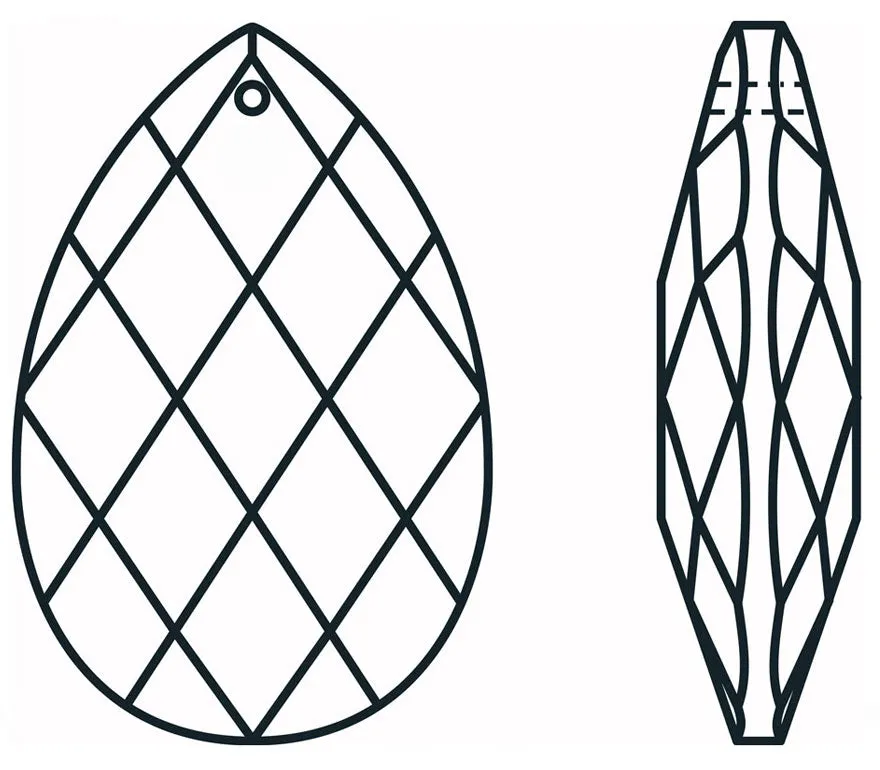 Classic Almond Crystal 4 inches Clear Prism with One Hole on Top