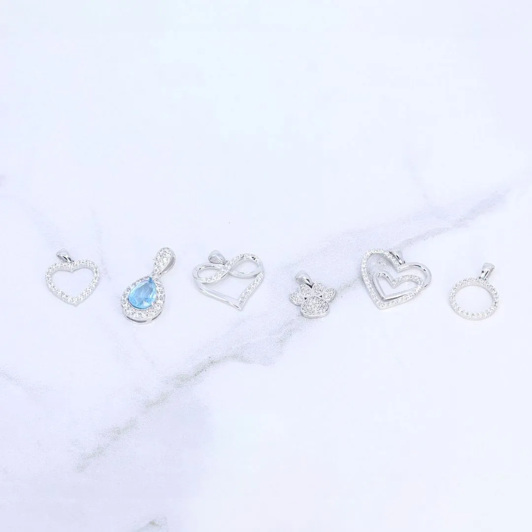 CZ Small Open Heart Pendant (Silver)