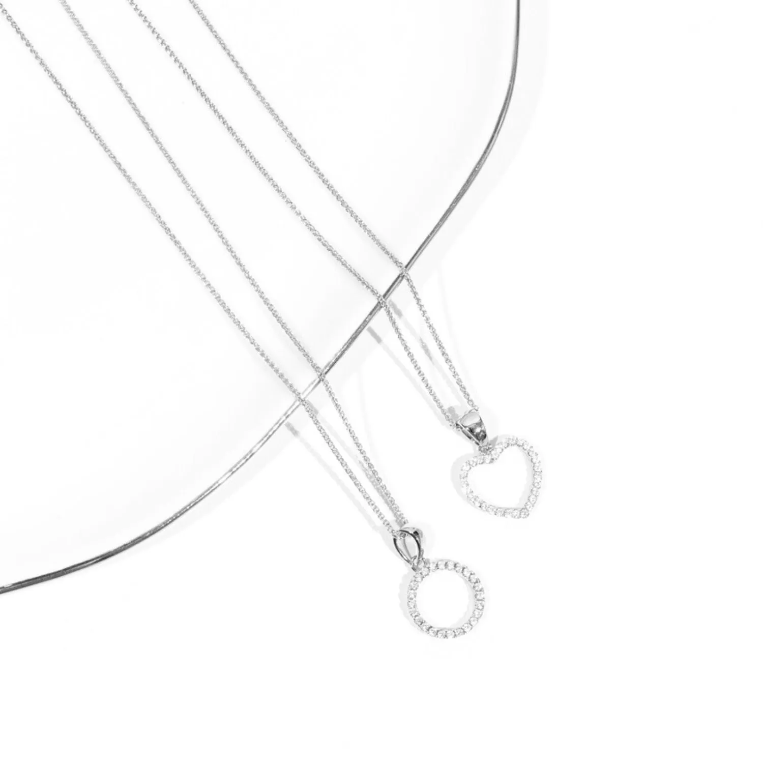 CZ Small Open Heart Pendant (Silver)