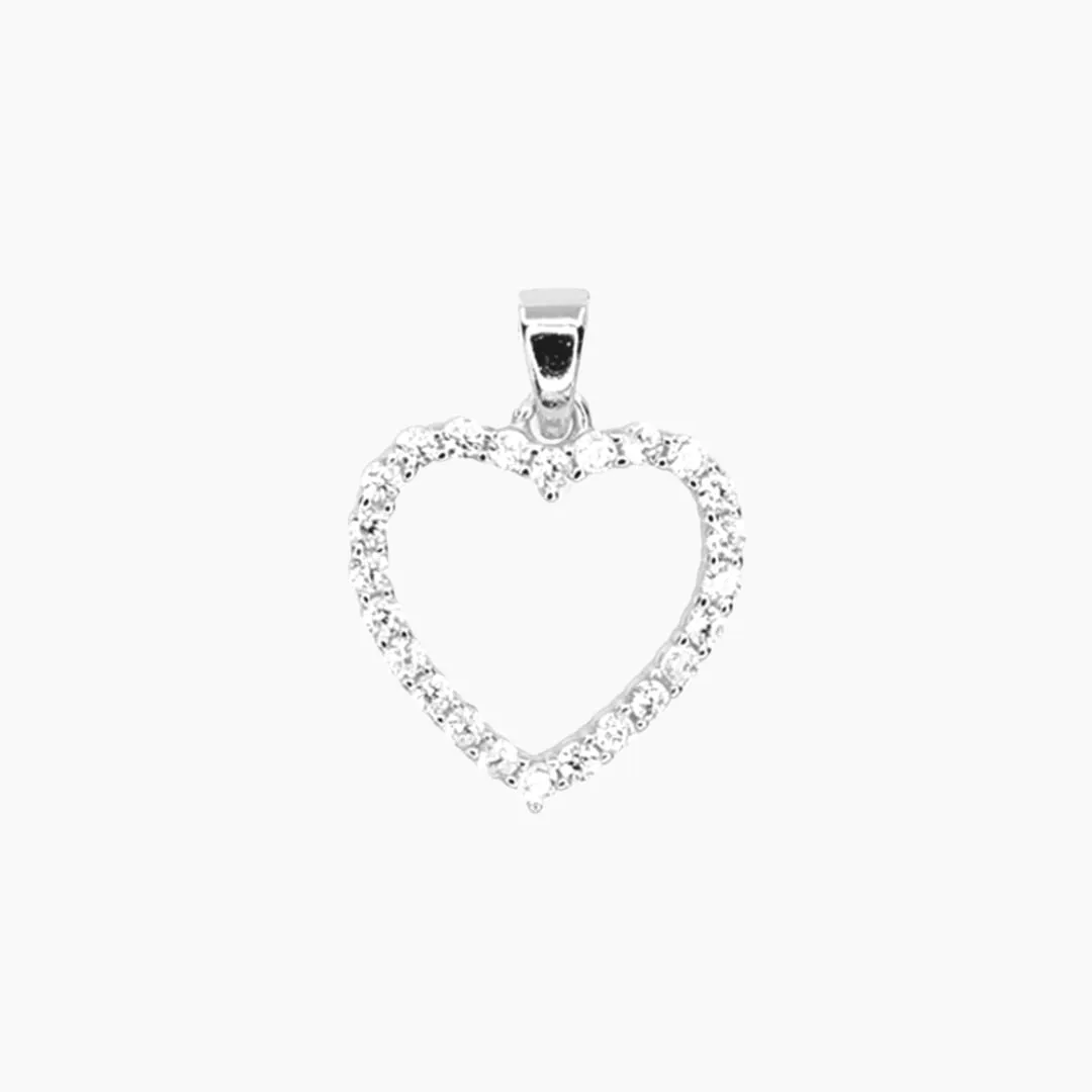 CZ Small Open Heart Pendant (Silver)
