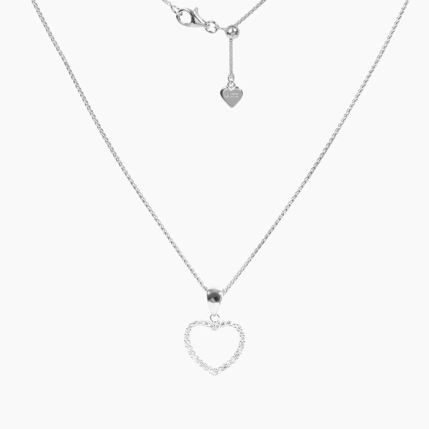 CZ Small Open Heart Pendant (Silver)