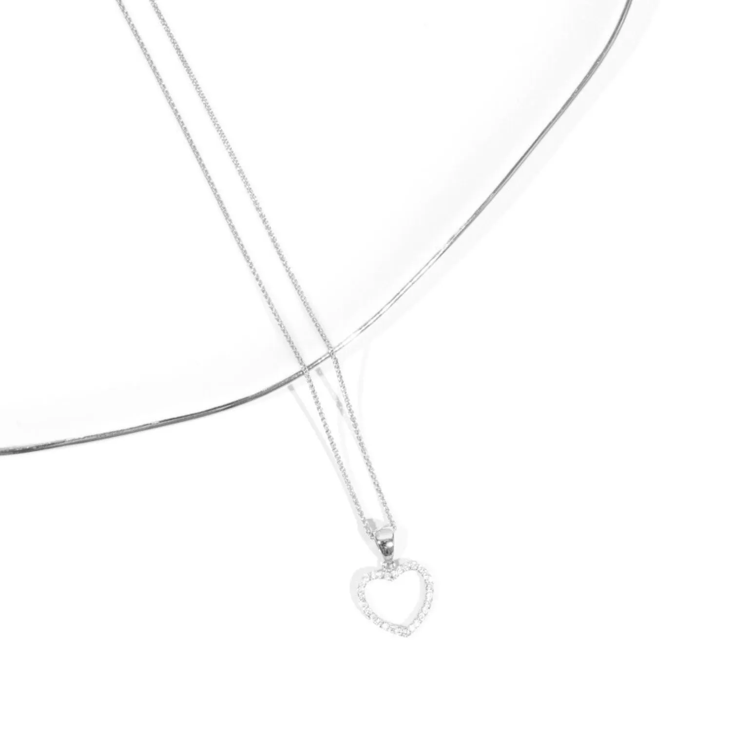 CZ Small Open Heart Pendant (Silver)