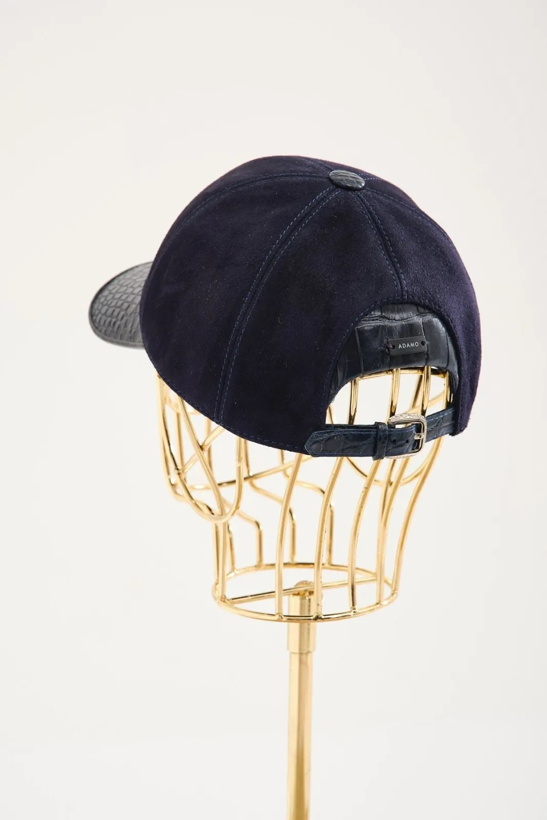Dark Blue Suede Crocodile Cap