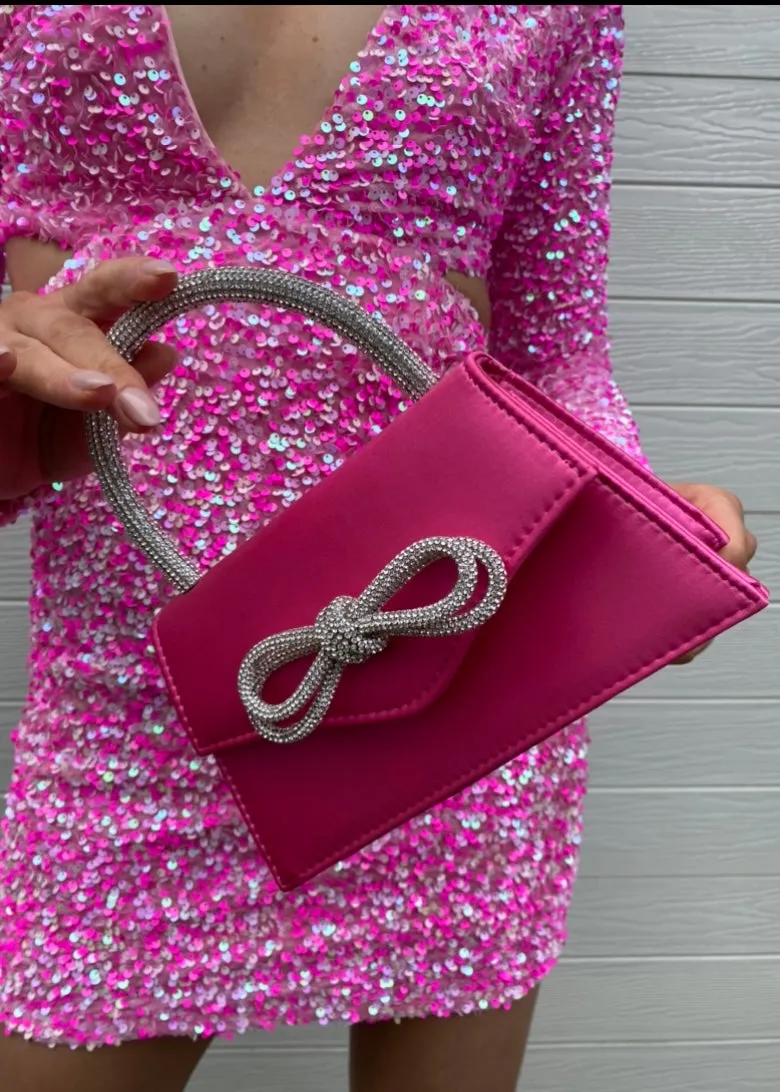Diamanté bag - Neon pink
