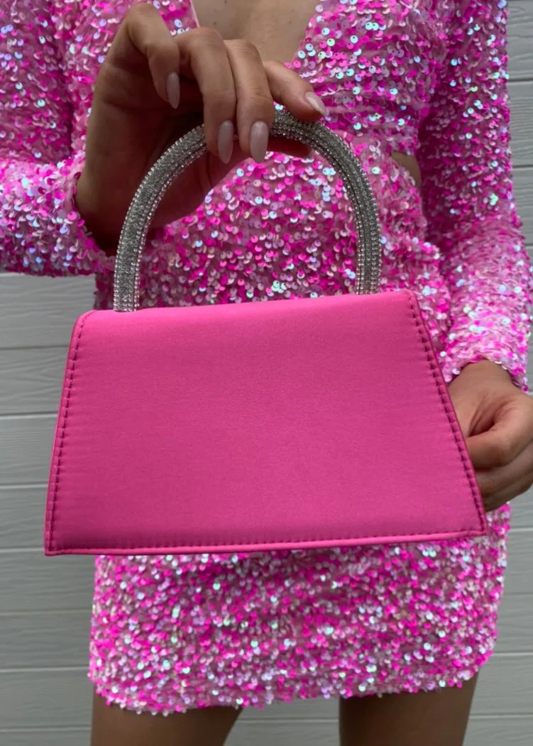 Diamanté bag - Neon pink