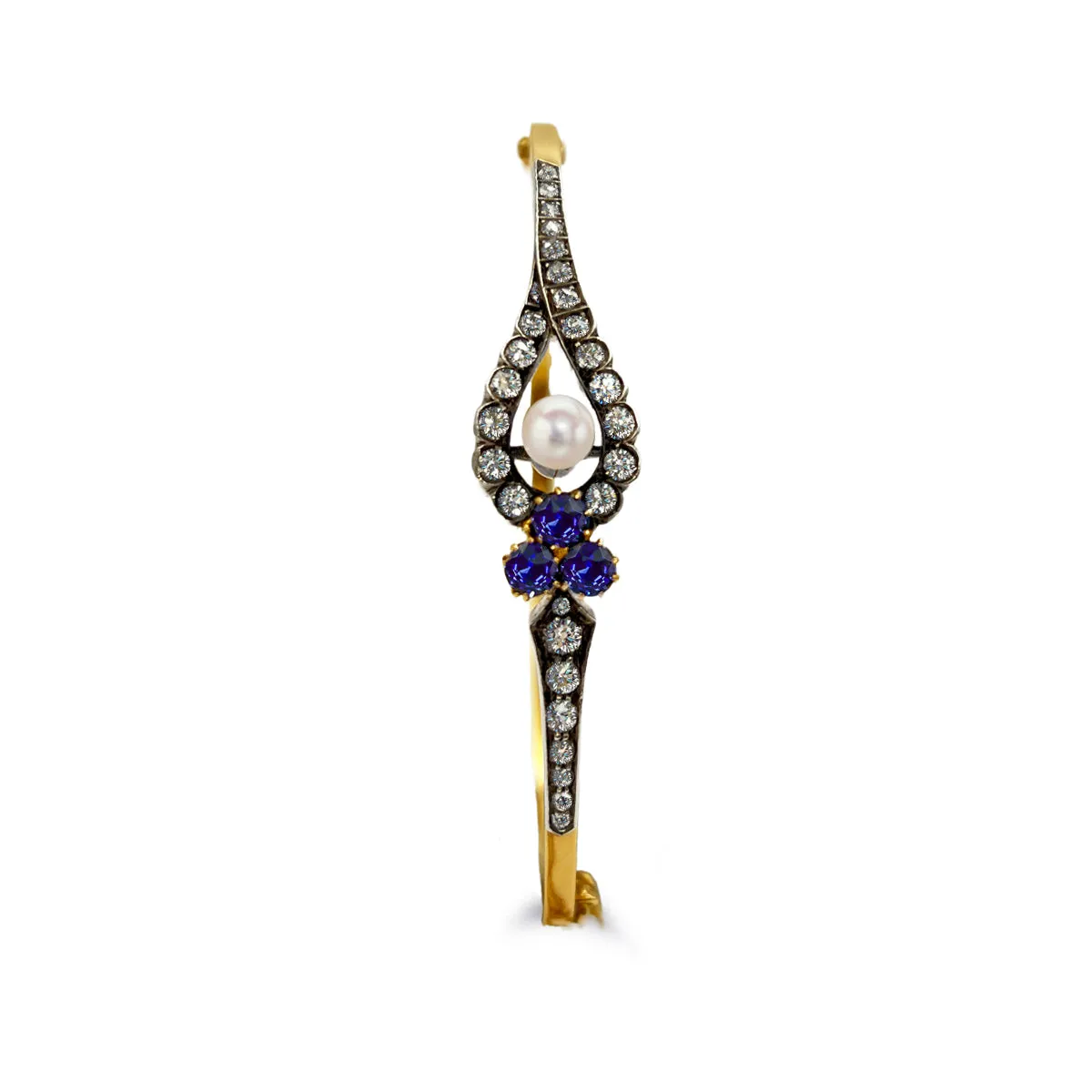 Diamond, Sapphire and Pearl Bangle | Pre-Loved | 9K Rose Gold