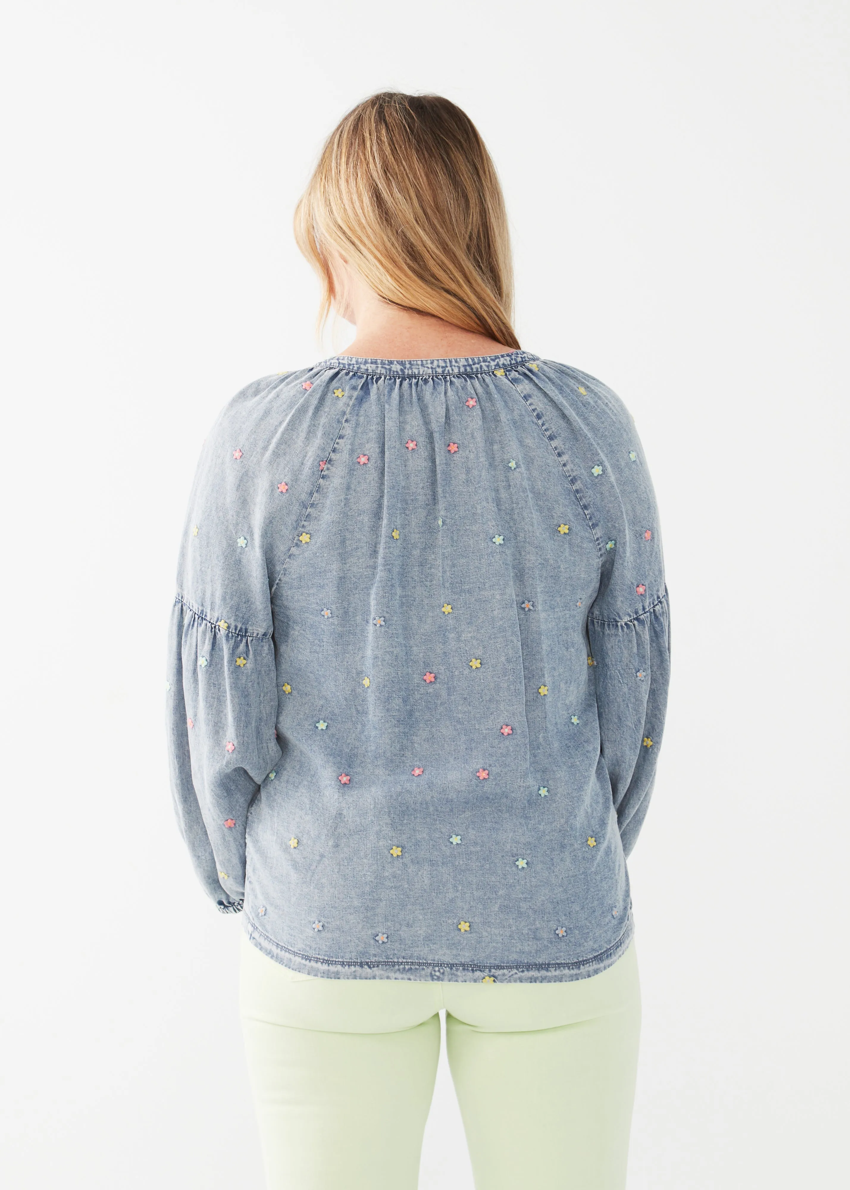 Embroidered 3/4 Sleeve Shirt
